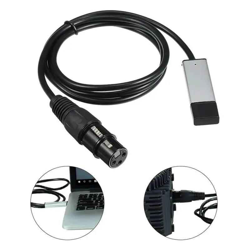 USB Naar DMX Interface Adapter Kabel Voor Stage Disco Moving Head Licht Computer PC DMX512 Controller Signaal Conversio-ABQU