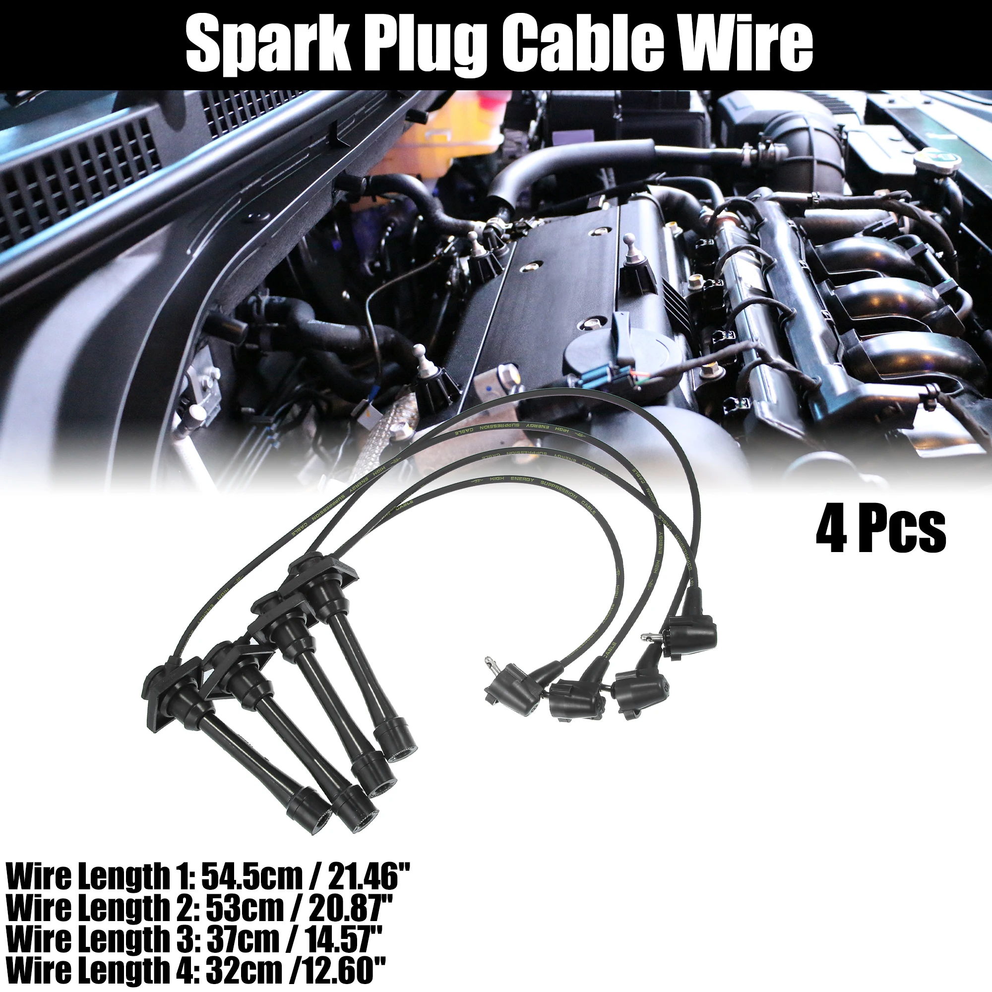 

UXCELL 4 шт. провод свечи зажигания для Toyota Celica 1994-1997 гг., черный 90919-22327