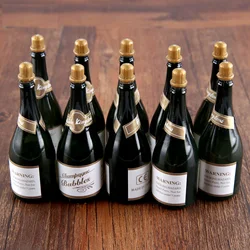 10pcs Bubble Bottles Empty Plastic Champagne Bottle Shape Wedding Birthday Party Decor Blowing Bubble Self-filled Soapy Water