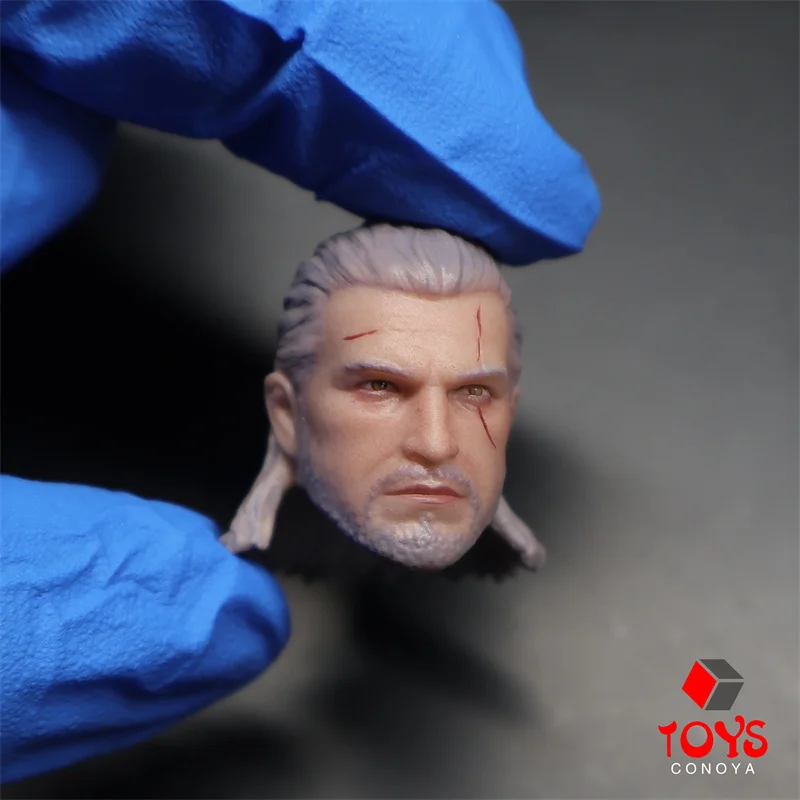 1/12 Scale White Wolf Head Sculpt PVC Male Soldier Head Carving Fit 6'' Male Action Figure Body Dolls