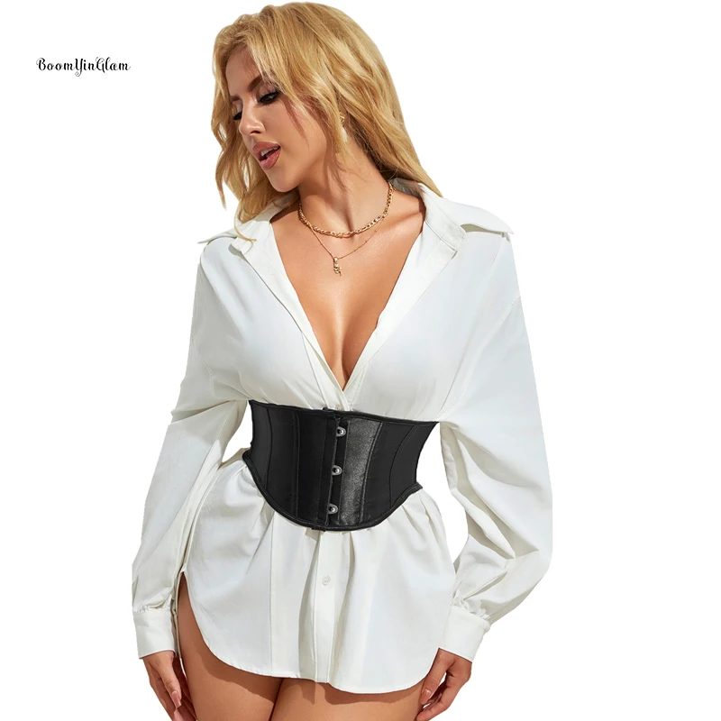 短いアンダーバストコルセット,サテン,茶色のベルト,ウエストトレーナー,3つのバス