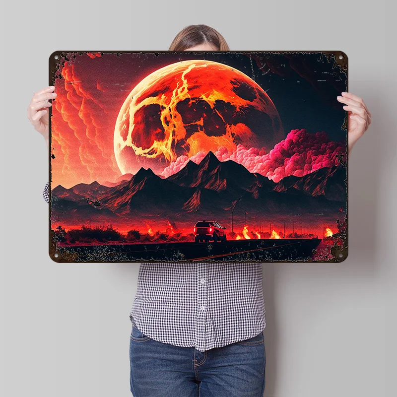 

Металлическая табличка «Путешествие на Луну»: винтажный постер, ретро-декор для дома и интерьера