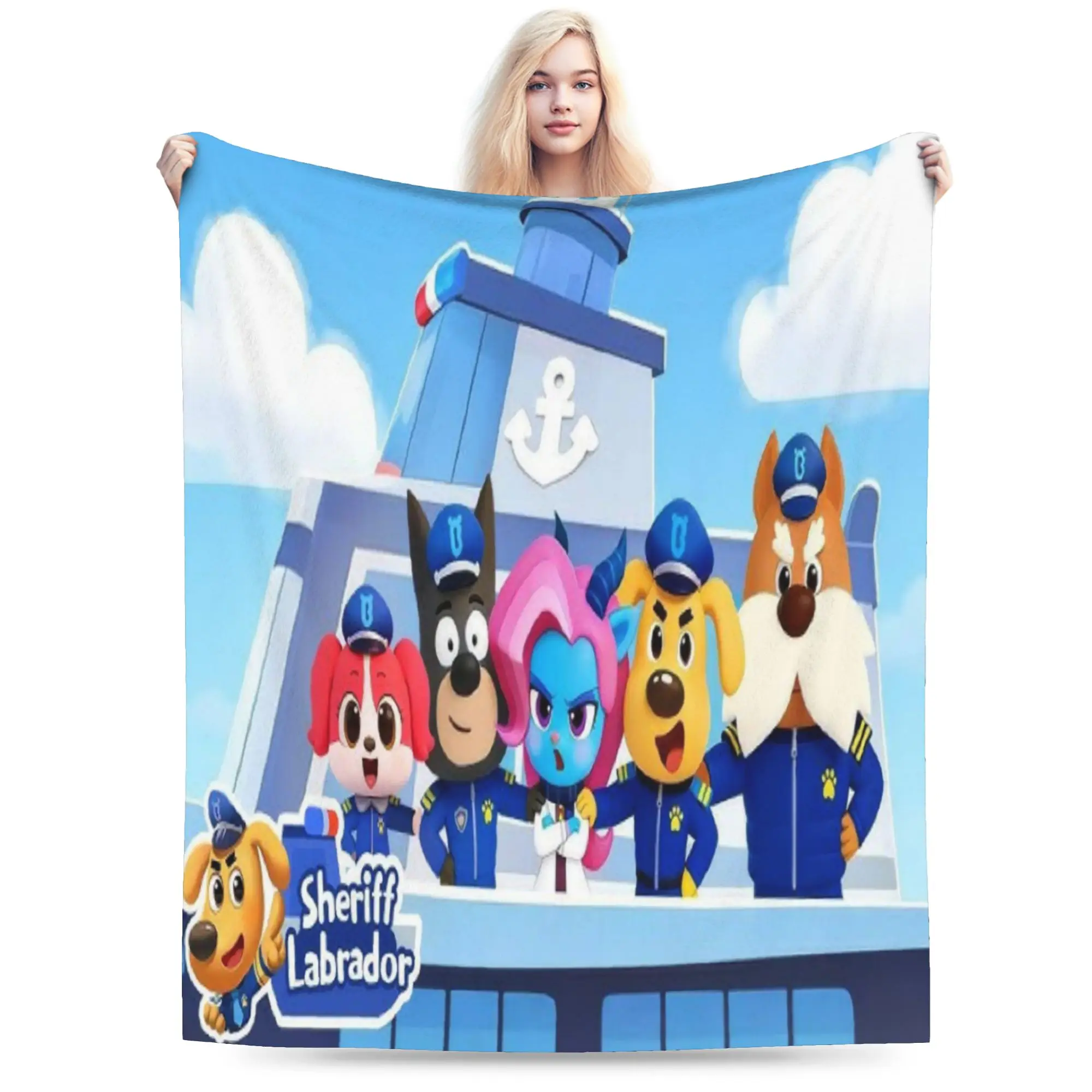 Safety Sheriff Labrador  Blanket Fleece  Cozy Super Soft Throw Blanket for Bed Rug Piece