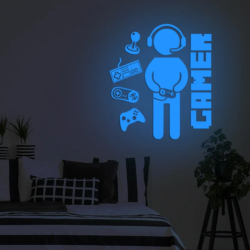 The most popular glow-in-the-dark player wall sticker video game Home decor for Kids Room for boys Room decor