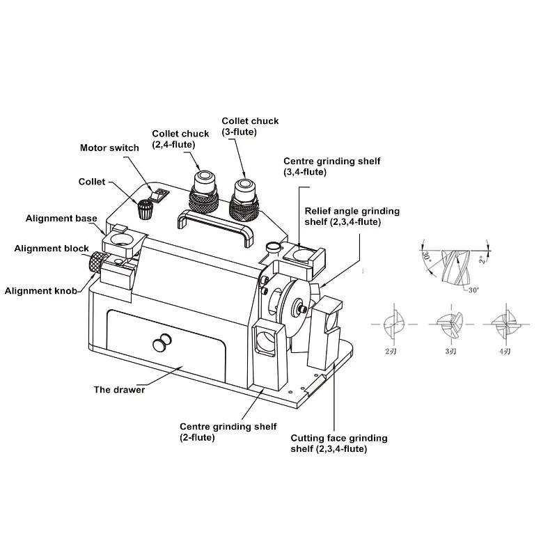 

X1 4-14MM 220/110V End Mill Sharpening Machine With Motor And Grinding Wheel