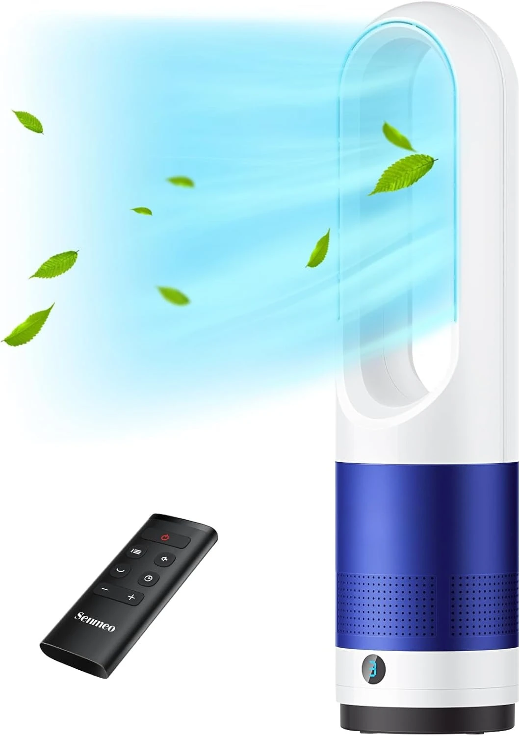 مروحة خالية من الشفرة لغرفة النوم، مروحة برجية هادئة مع جهاز تحكم عن بعد، 90 °   مروحة متأرجحة لشاشة LED داخلية سهلة التنظيف ومحمولة