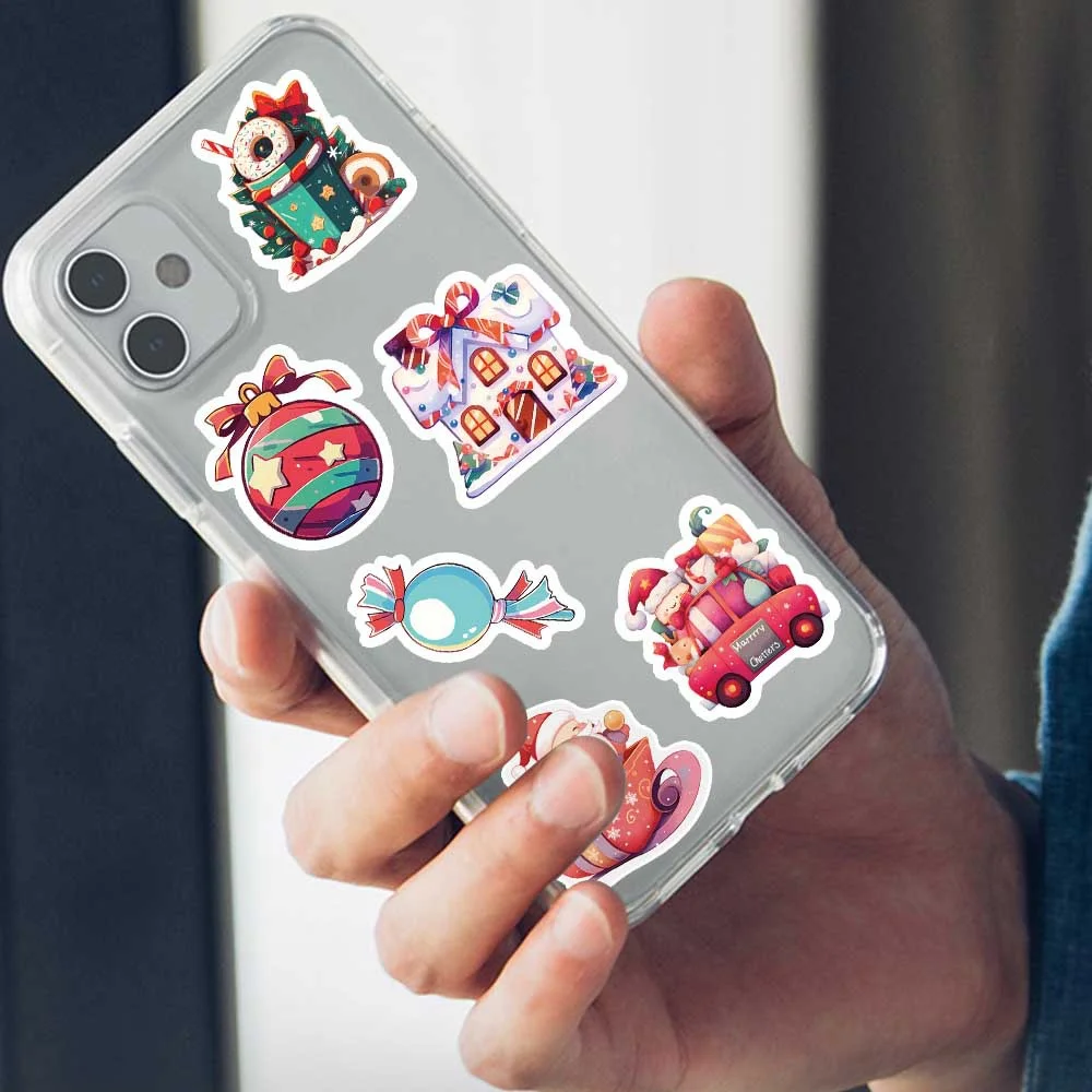 50 قطعة هدايا عيد الميلاد المضحكة الجديدة ملصقات الكتابة على الجدران المقاومة للماء لخوذة دراجة حساب اليد مقلمة الشارات #6