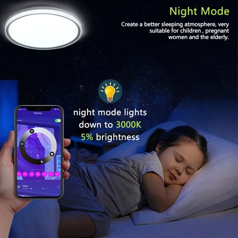 Tuya app intelligente led decken leuchte bluetooth wifi rgb cw alexa google sprach gesteuertes schlafzimmer wohnzimmer dekoratives licht