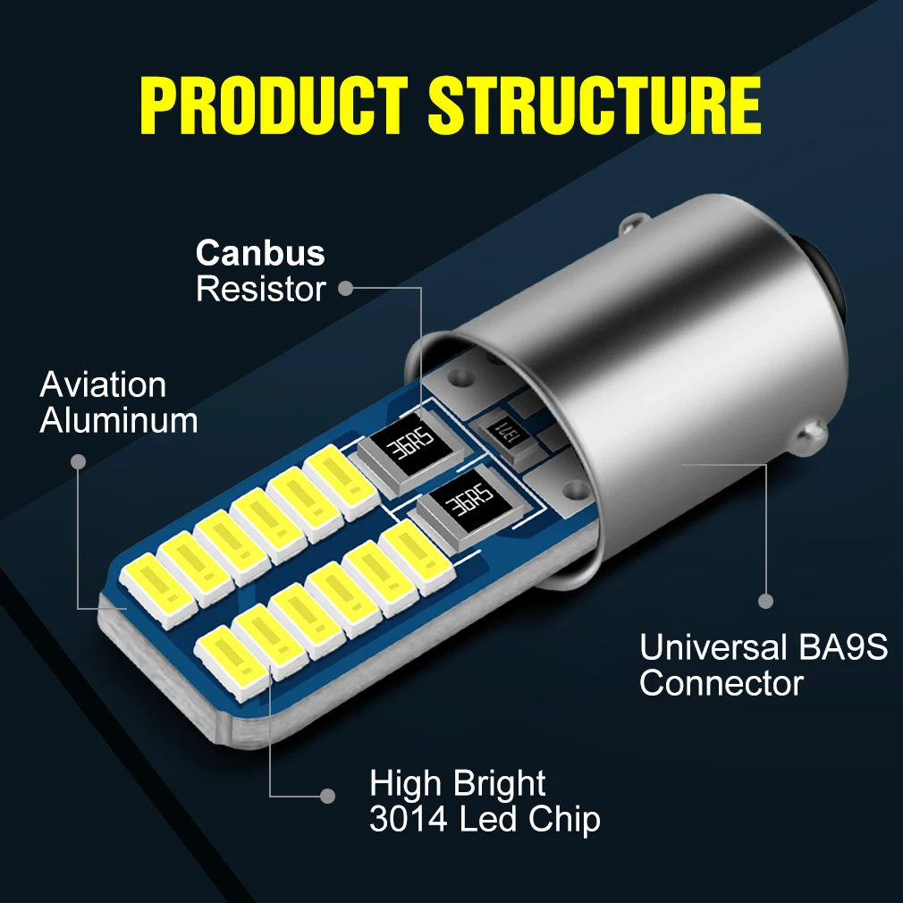 BA9S Led Auto Lampjes H6W T4W Canbus T2W T3W H5W Autp Reverse Parking Kentekenverlichting Lamp Auto 12V Wit Roze Blauw