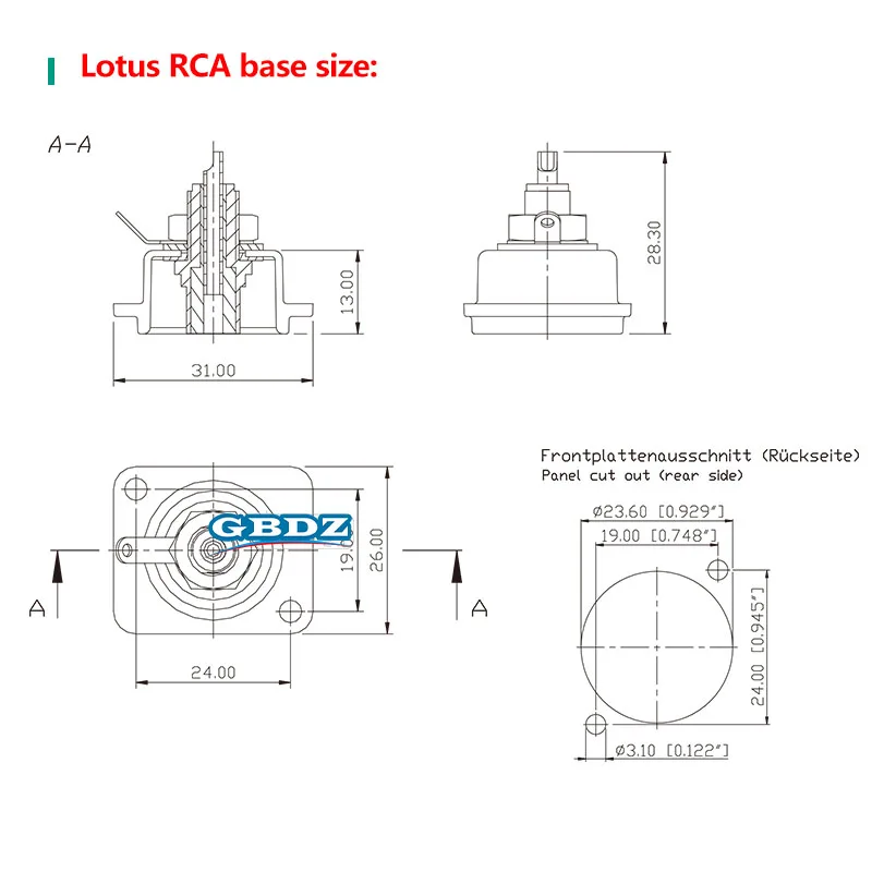 RCA Panel Socket NF2D-2 NF2D-9 Gold plated Female RCA Fever Grade Audio And Video AV Base Connector Female Red And White Seat