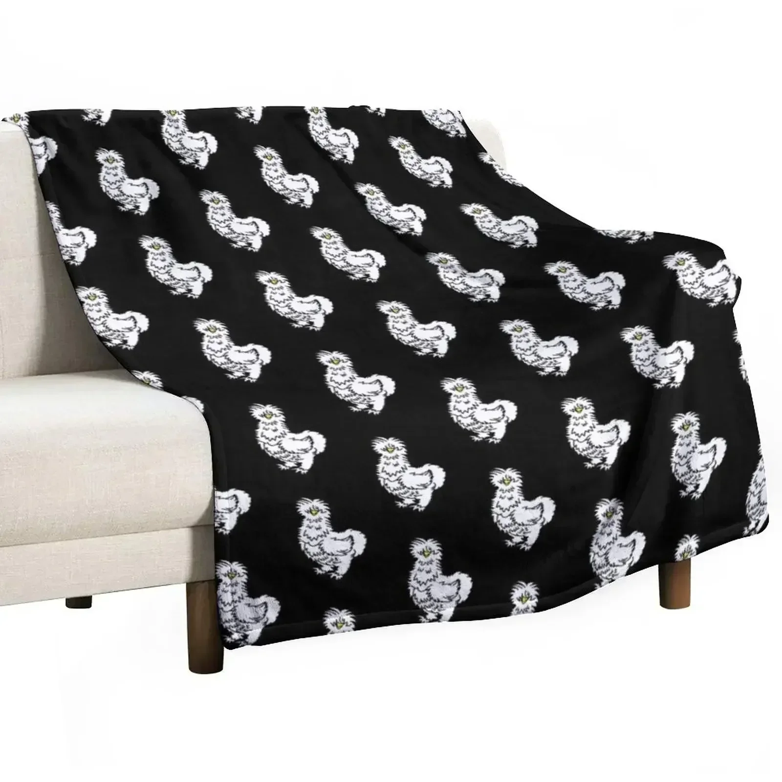 

White Silkie Chicken Throw Blanket Fade Resistant Durable Throw Blanket