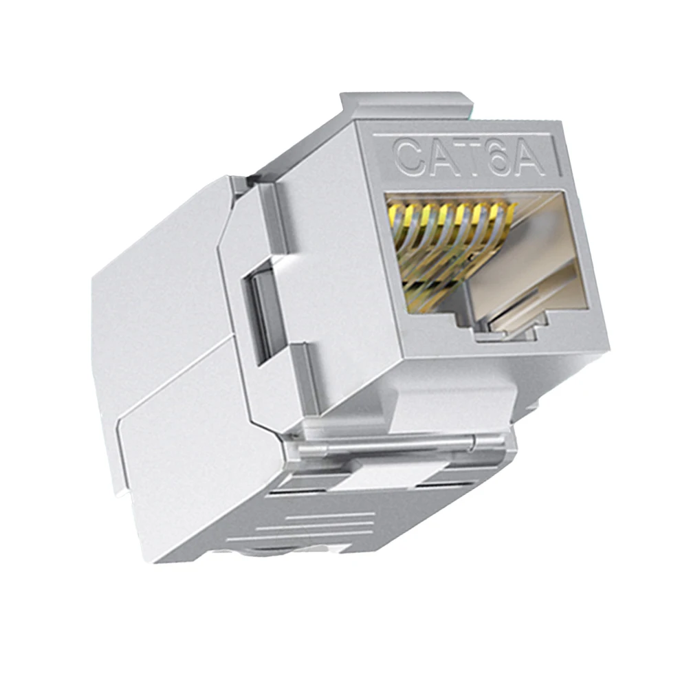 RJ45 Keystone Jack Module CAT6/CAT7/CAT6A Tool-Free STP Shielded Network Coupler Self-Locking Zinc Alloy 10Gbps Ethernet Adapter