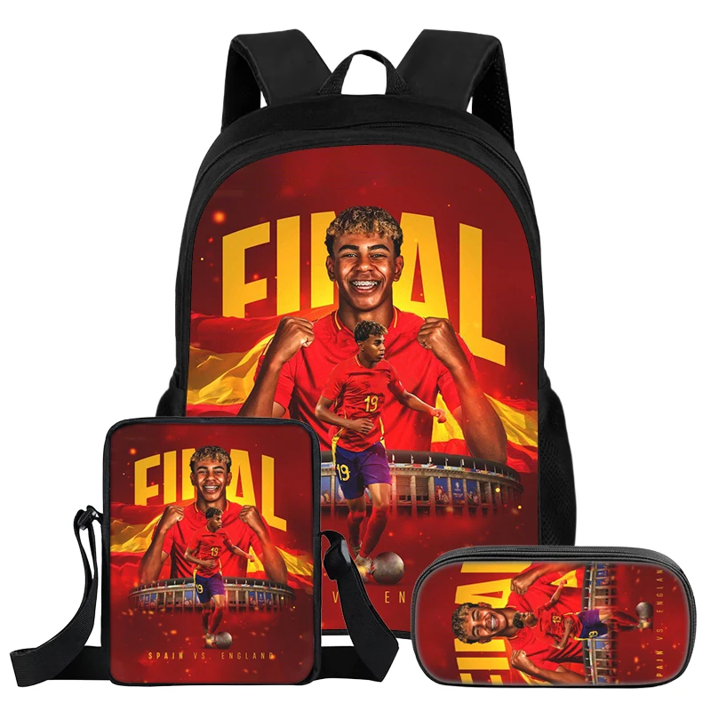 3Pcs Set Backpack L-Lamin Yamal Kids Student School Football Star Rucksack Best Gift Shoulder Bag Pencil Bags Bookbag image 3