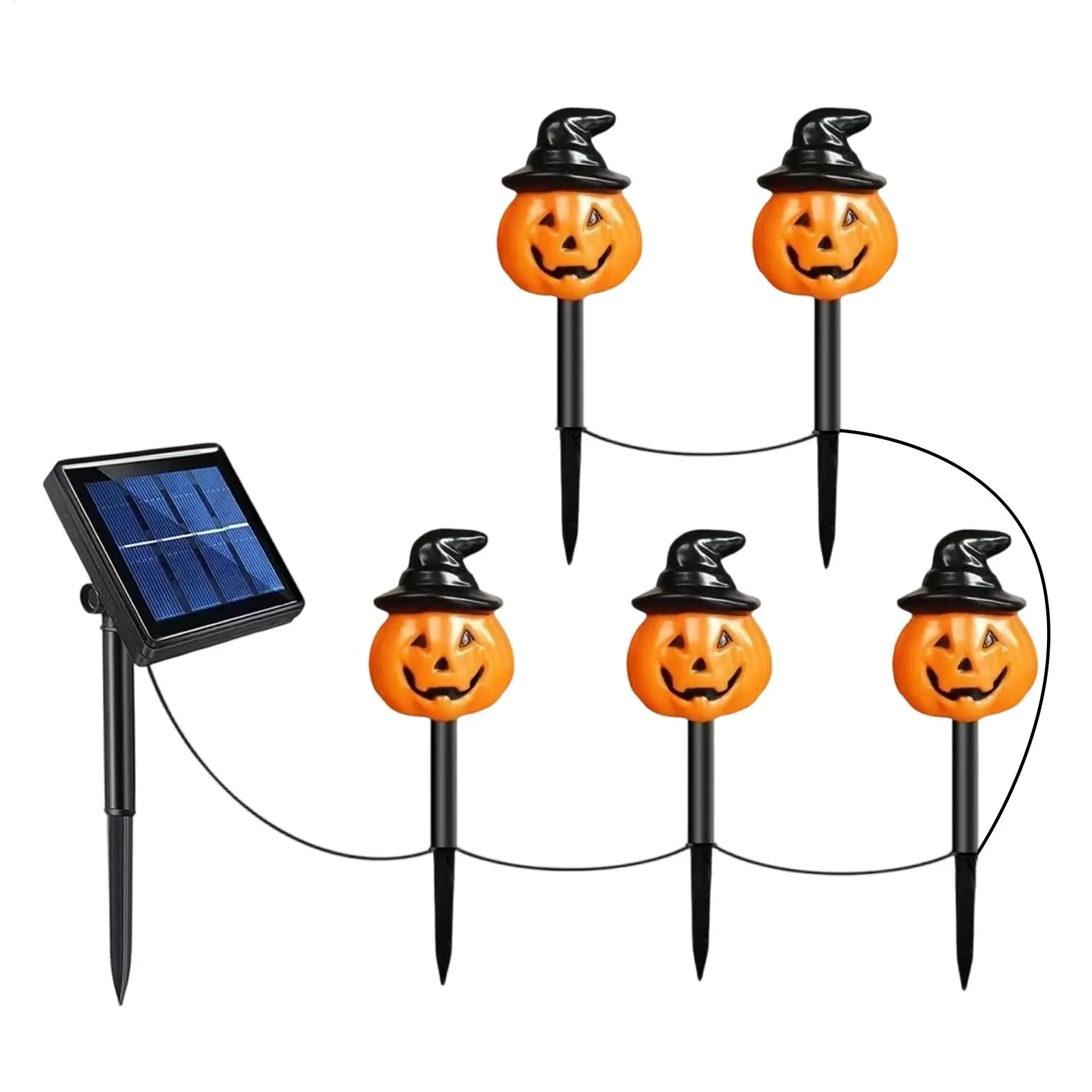 Halloween Solar Stake Lights 5 Pieces Pumpkin Waterproof Yard Lamps Solar Powered Path Light for Homeowners Gardeners