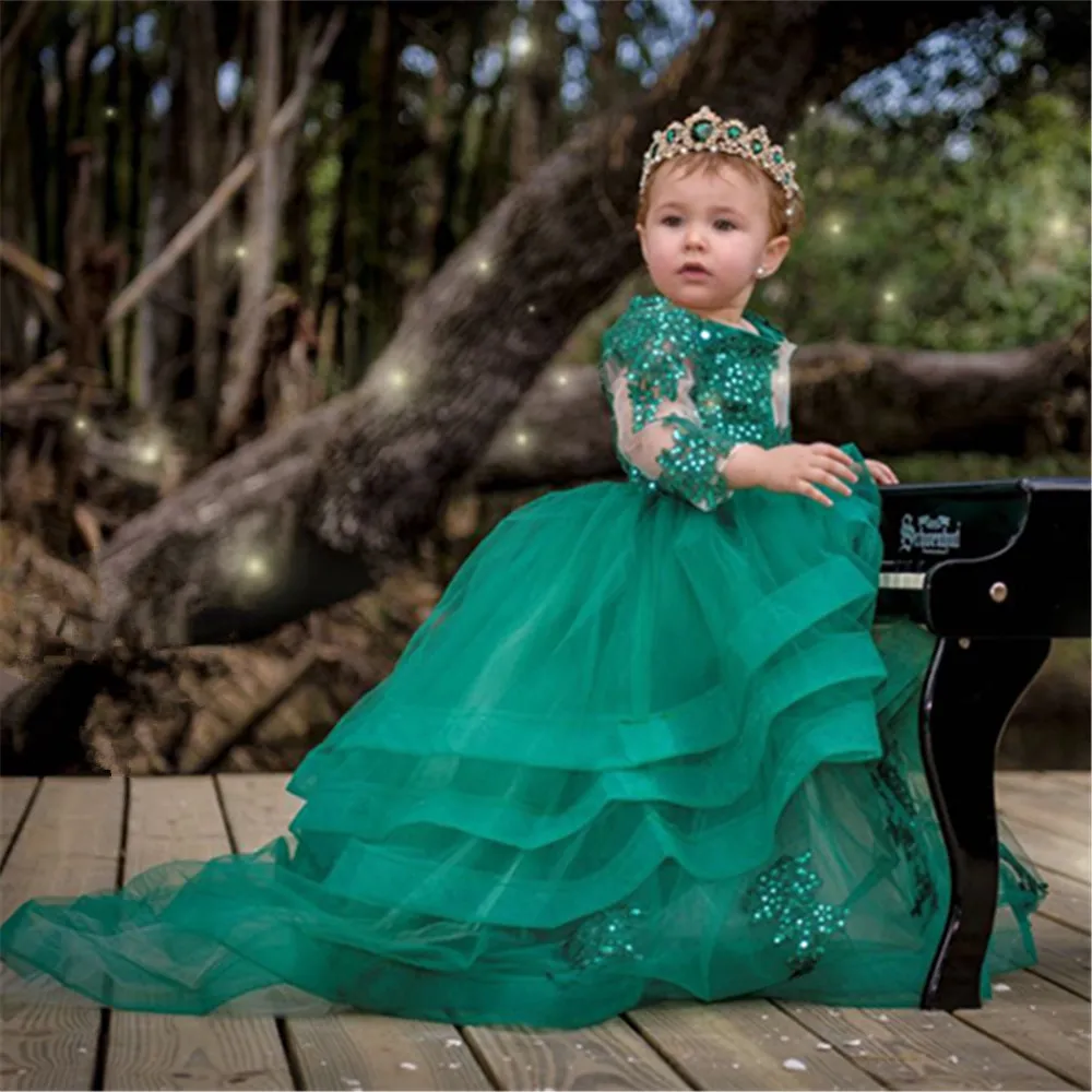 

Puffy Flower Girl Dresses Off The Shoulder Princess Dress Tulle Puffy First Communion Dress Cute Kids Dress