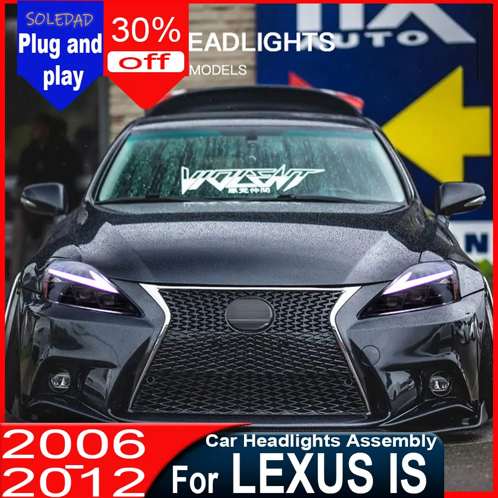 1 pair Front Lamp for Lexus IS250 LED Headlight 2006-2012 IS300 Head Lamp DRL Signal Animation Projector Lens Auto Accessories
