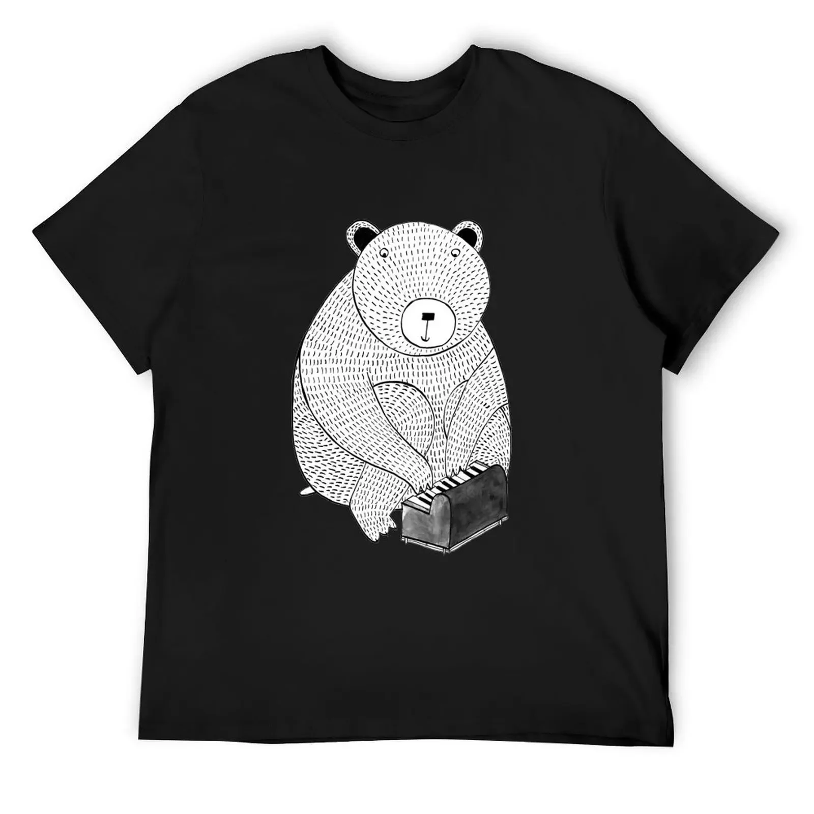 Piano bear T-Shirt summer clothes vintage anime shirt big and tall t shirts for men