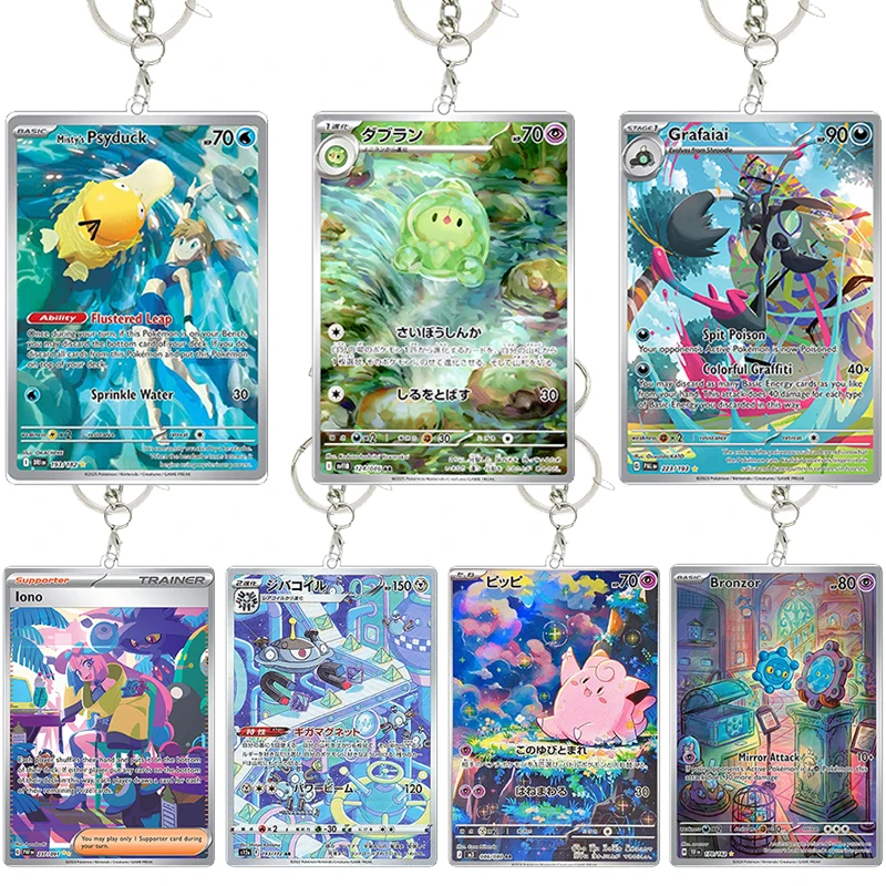 

Misty’s Psyduck PTCG Acrylic Keychain Grafaiai Iono Bronzor Exquisite Student Bag Decor Accessories Game Collection Pendant Gift