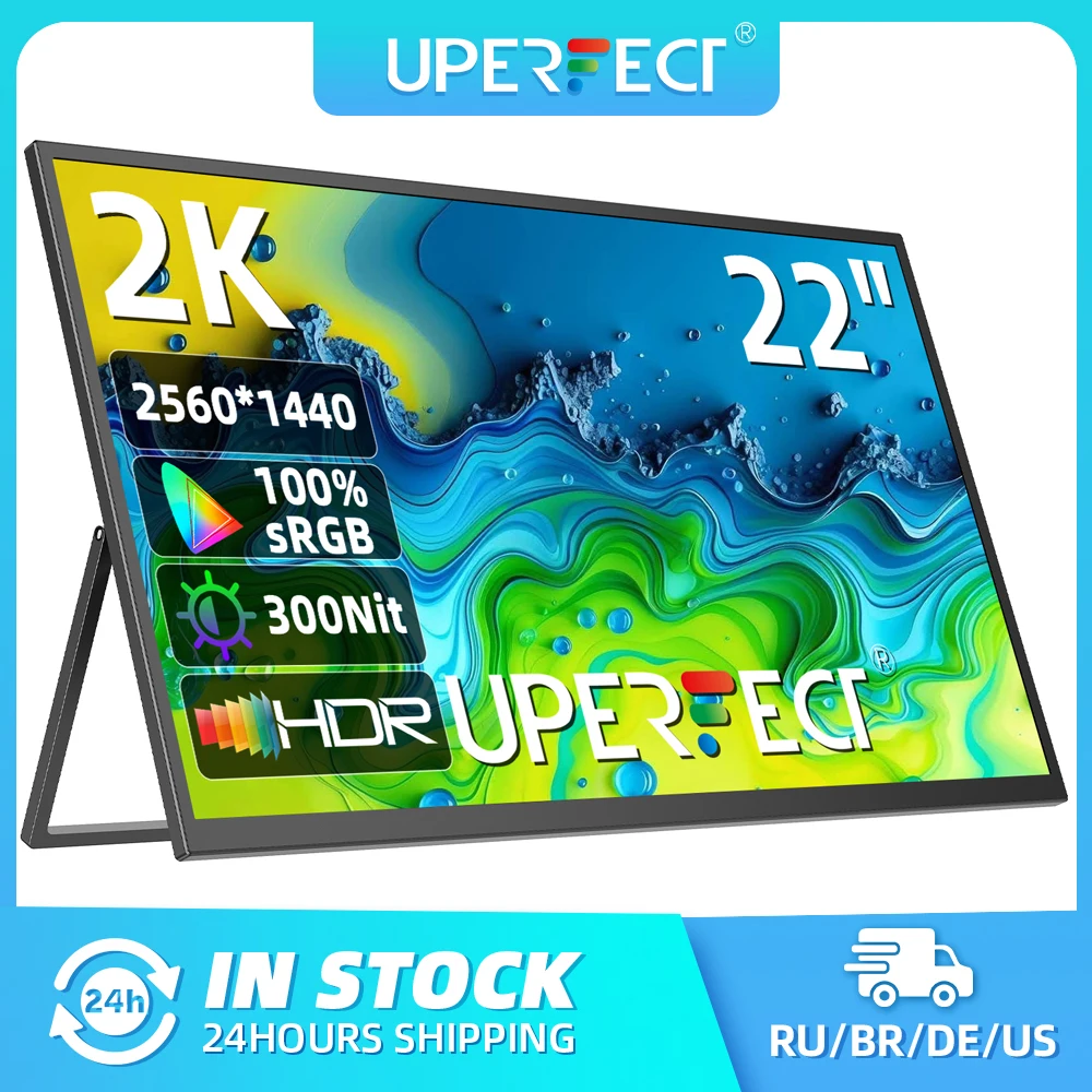 

UPERFECT Large 22" 2K Computer Monitor 1440P QHD FreeSync Gaming Display with VESA USB-C HDMI IPS Screen for Laptop Game Console