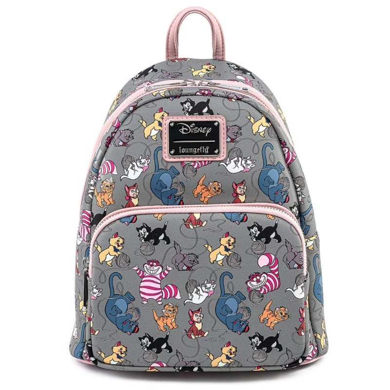 Stock Loungefly Disney  Backpack Cute Cartoon Print Backpack Women\'s Casual Bag Student Satchel Cat Shoulder Bag Kids Backpack