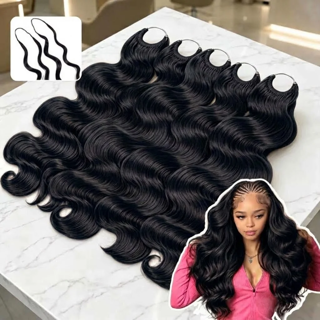 Feather Crochet Human Hair Body Wave Raw Boho Braids Human Hair Double Drawn Miracle Knots Crochet Human Hair For Black Women