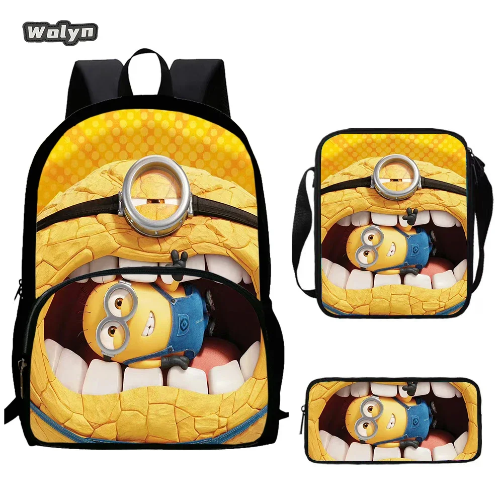 

3Pcs Set Cartoon School Bags for Boys Gilrs with Shoulder Bags Pencil Bags ,Large Anime Prints School Backpack for 4-8 Years Old