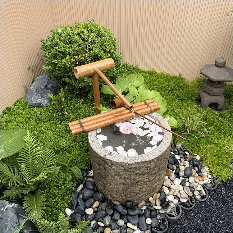 L-Black mountain stone waterfall japanese-style new chinese outdoor courtyard landscape ornament