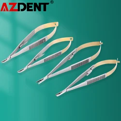 Azdent Straight/Curved Castroviejo Needle Holders with Lock 14cm/16cm Needle Holding Forceps Tweezer Dental Forceps Microsurgery