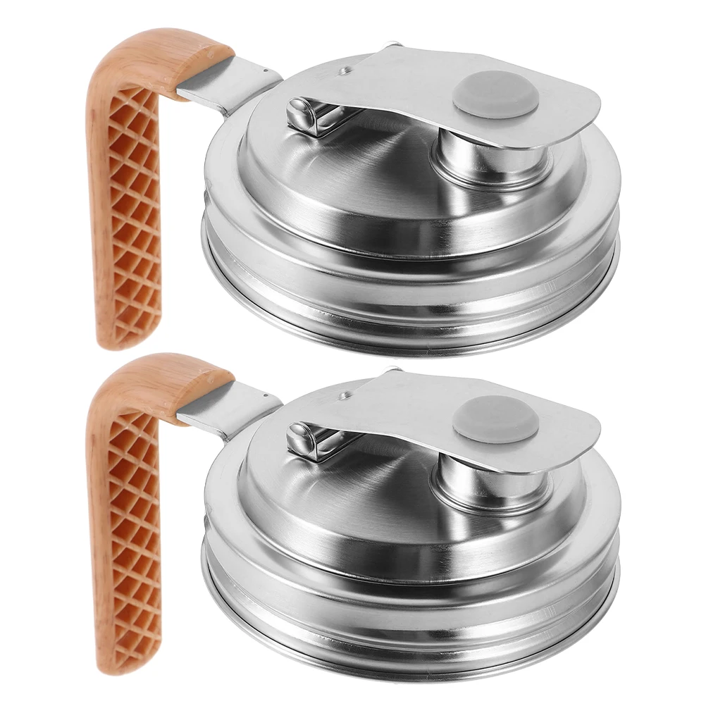 

2pcs Stainless Steel Mason Jar Leakproof Pour Spout Flip Cap Reusable Sealing Lids Handle Replacement For Tea Juice Milk