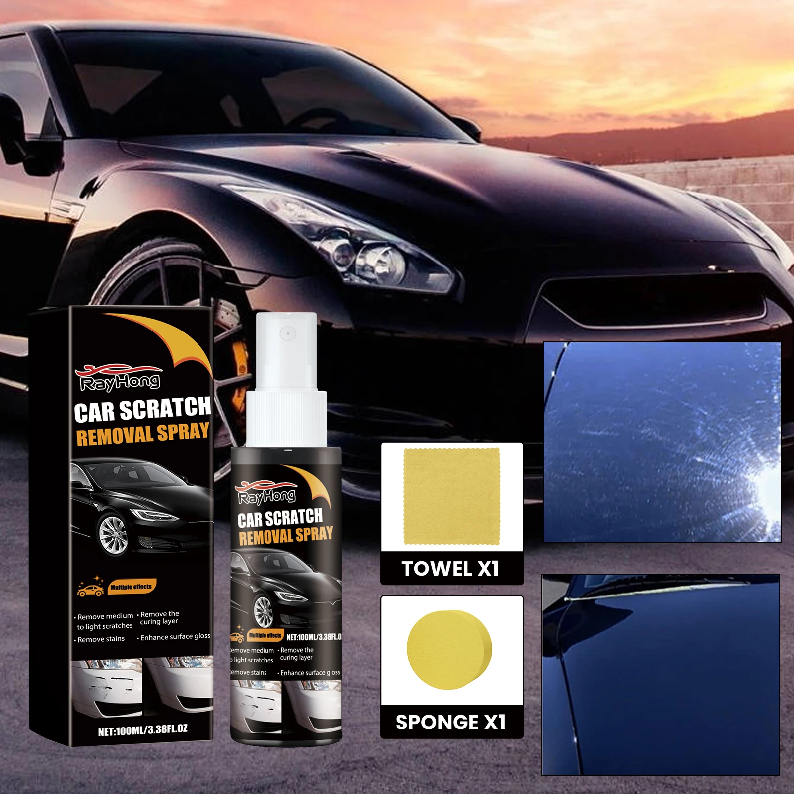 

Уход за автомобильными царапинами, средство для удаления повреждений кузова, жидкость для удаления царапин с набором аксессуаров, набор спреев, восстановление трещин, ремонт