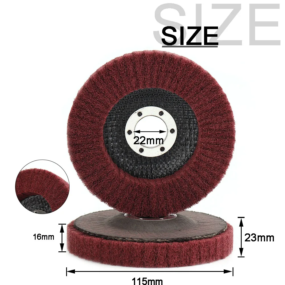 4pcs 115mm Nylon Fiber Flap Polishing Wheel Grinding Disc 5inch Non-woven Scouring pad Buffing Wheel for Angle Grinder