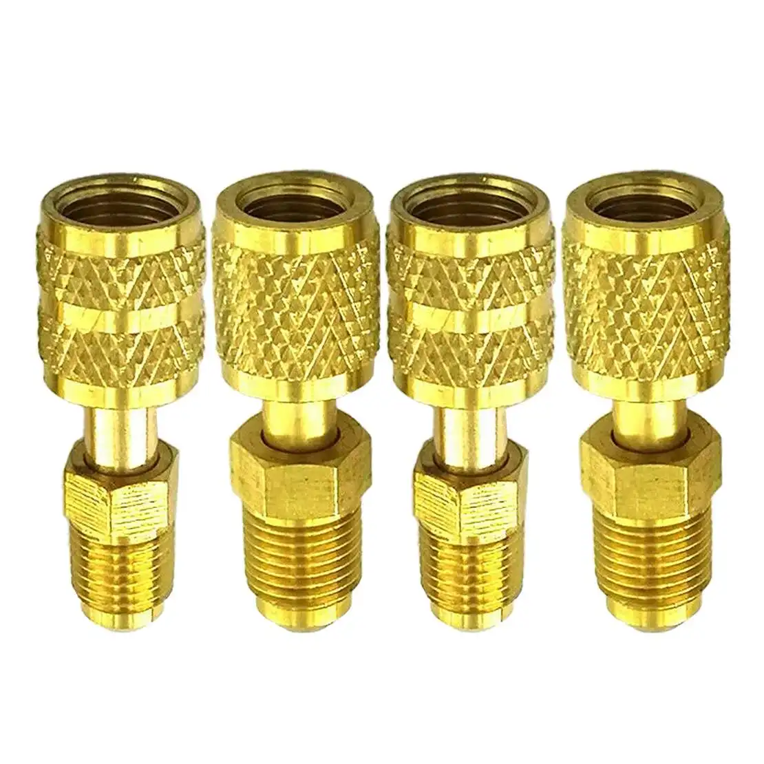 

4Pcs A/C Air Conditioning Filling Connector Gauge Hose Vacuum Pump Adapter Adaptor Converter 5/16" 1/4" SAE R410a R22 Universal