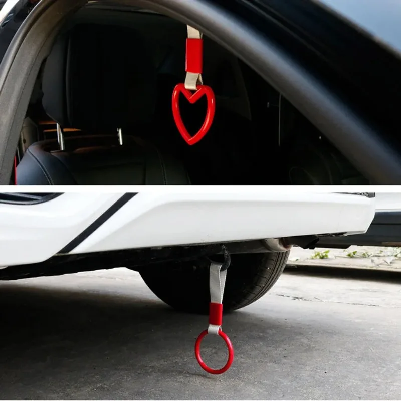 JDM Tsurikawa z okrągłym pierścieniem w kształcie serca uchwyt do autobusu pasek na rękę Drift pasek z amuletem Drift akcesoria samochodowe stylizacja samochodu — zdjęcie 7