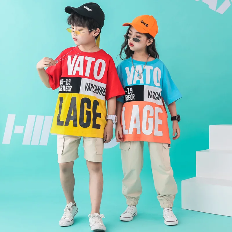 LOLANTA Kids Summer Clothes Tshirt Top Shorts Pants Costume Girl Boy Hip Hop Street Dance Clothing 4-16 Years