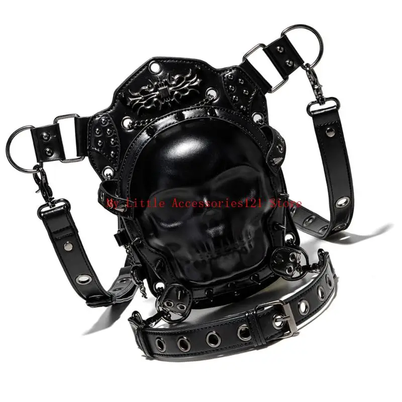 

Rock PU Leather Shoulder Bag Gothic Steampunk Waist Bag Fanny Pack Shoulder Bag Handbags Leg Purses Sport Chain Bags