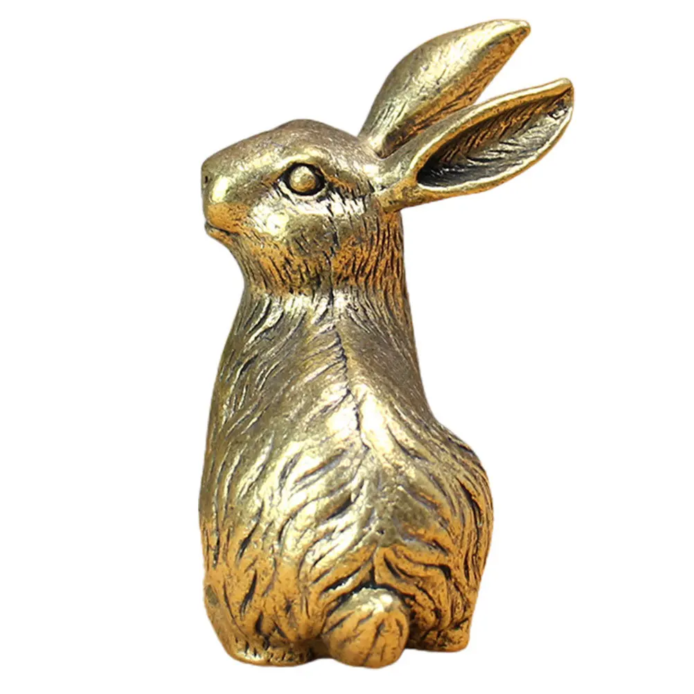 

Brass Bunny Vintage Style Decorative Rabbit Ornament Desktop Office Home Car Adornment Stable Elegant Miniature Animal
