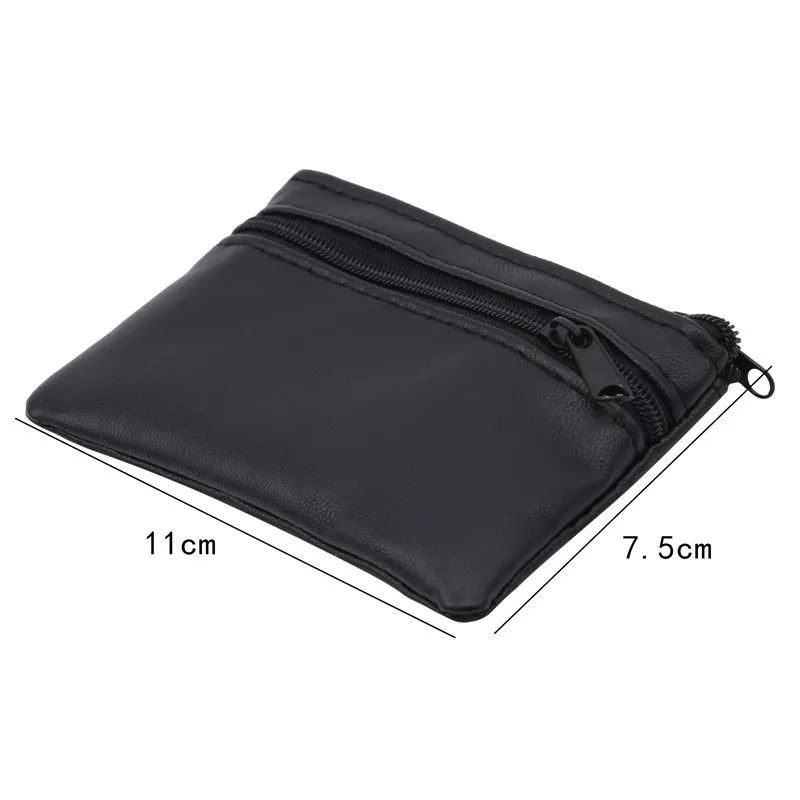 Mężczyźni Kobiety Karta Moneta Klucz Miękki uchwyt Zip Skórzany portfel Torebka Torebka Prezent Nowa moda Czarne mini etui na monety — zdjęcie 6