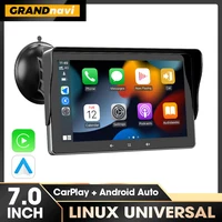 Grandnavi-reproductor de vídeo Multimedia para coche, Radio de 7 pulgadas, Carplay inalámbrico y Android Auto, pantalla táctil Universal portátil