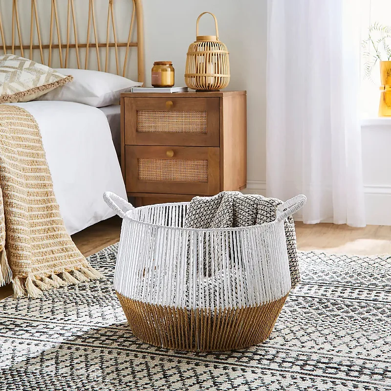 Dirty clothes basket Paper rope woven basketStorage basketClothing household laundry basketCosmetics sundries sorting baske