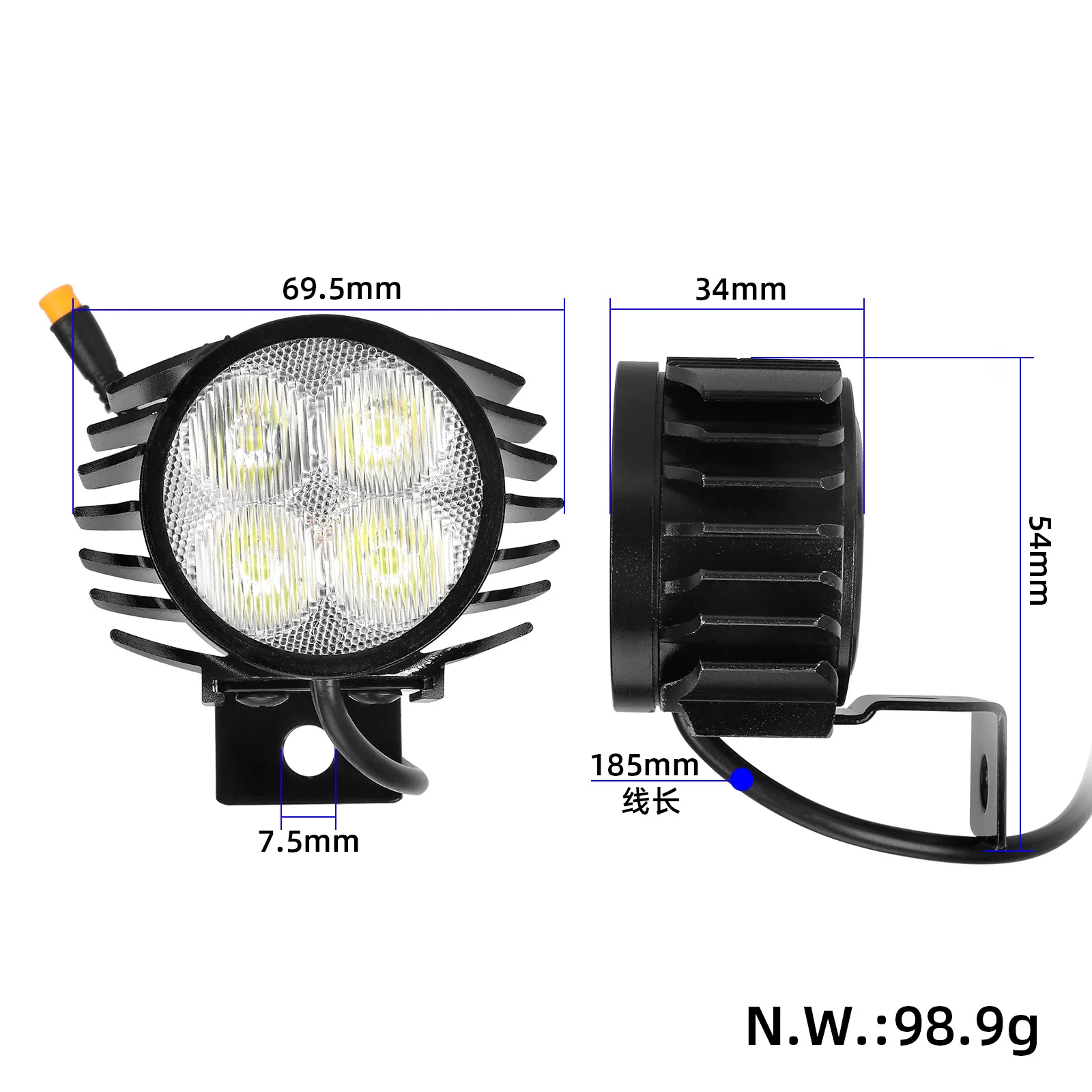 سكوتر كهربائي بإضاءة أمامية بإضاءة LED مناسب لسكوتر KukirinG2Pro/G2 Max مصباح أمامي عالمي