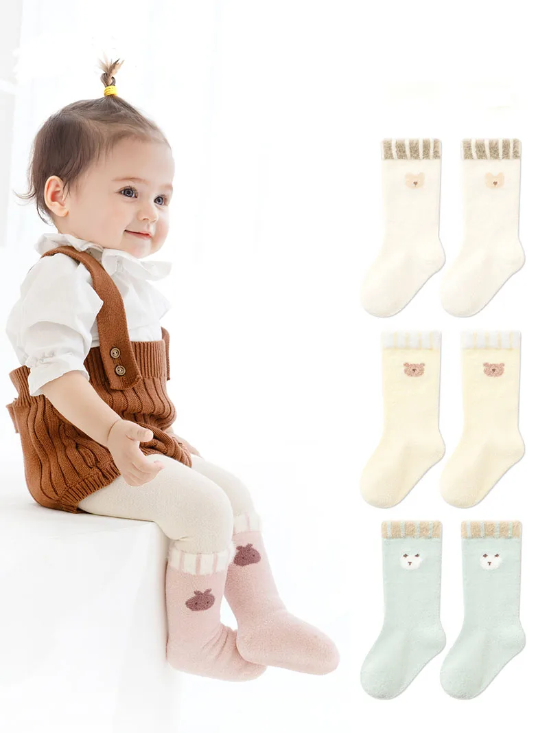 

MILANCEL зимние детские носки-трубочки для детей от 0 до 5 лет, детские утепленные гольфы с милыми мультяшными животными для девочек, корейские теплые носки для малышей