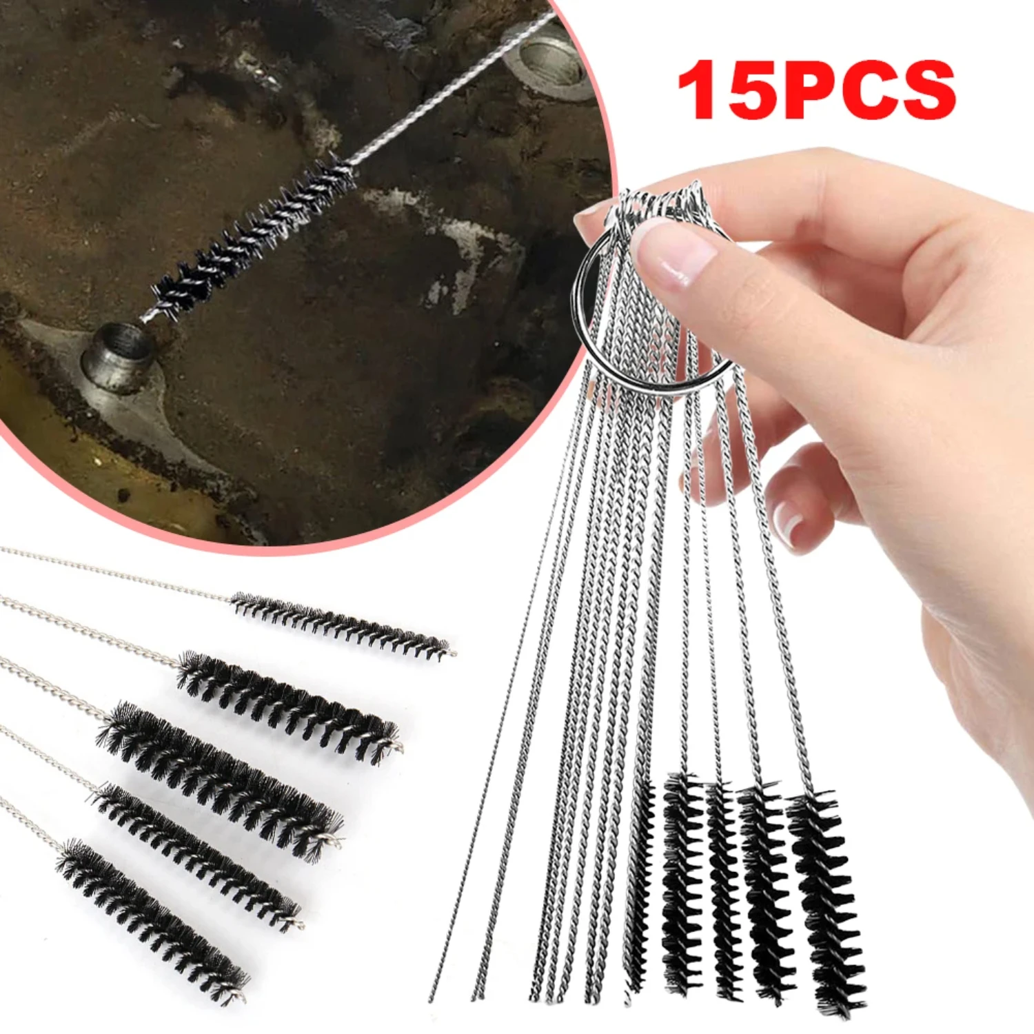 Carburetor Carbon Dirt Jet Remove Cleaner 10 Cleaning Needles + 5 Brushes Kit  ATV Welder Carb Chainsaw Spray Gun Torch Tips