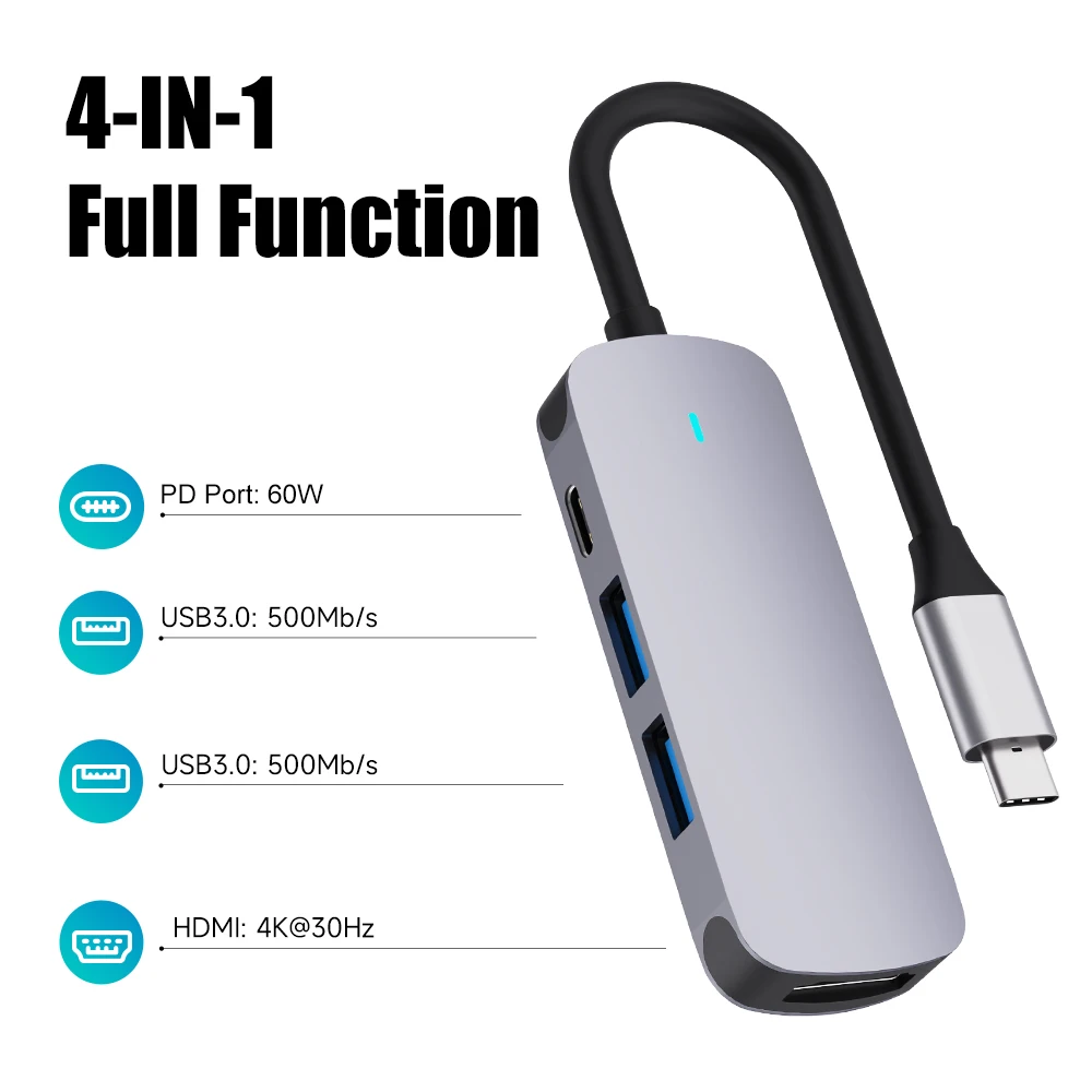 Hub USB 3,1 tipo C a HDMI Multi Splitter Adaptador 4K Thunderbolt 3 USB C Hub con ranura para lector SD TF PD para MacBook Pro Air PC