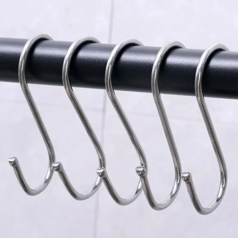 

5/10/20PCS S-Shape Hook Stainless Steel Clothes Bags Towels Hanging Holder Kitchen Bathroom Railing Hanger Organizer S Hook Hook