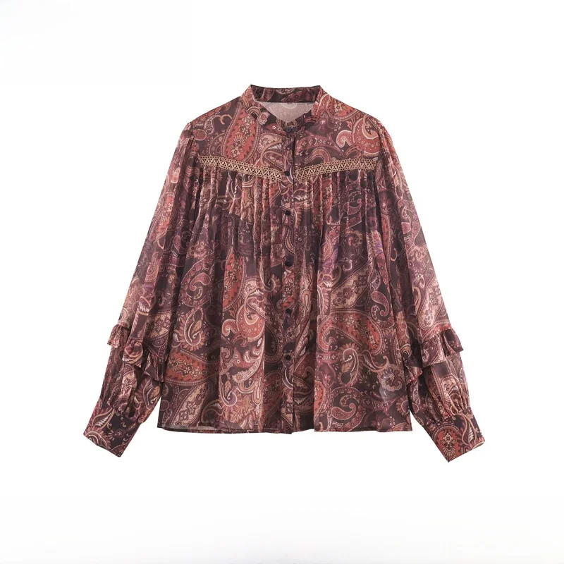 

Осенне-зимняя новинка: женская свободная рубашка с принтом, длинным рукавом, в стиле ретро, уличный стиль, из полиэфирного волокна, устойчивого к деформации.