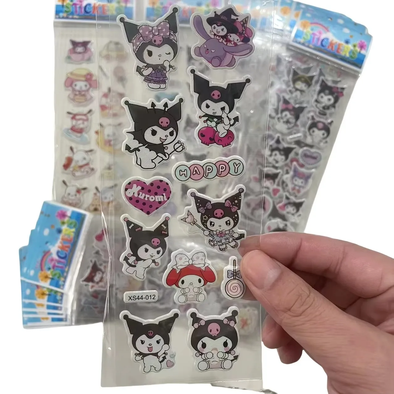 12pcs/set Sanrio Kuromi Melody Hello Kitty 3D Bubble Stickers Decoration Decal Cute Reward Puffy Sticker Stationery Supplies image 4