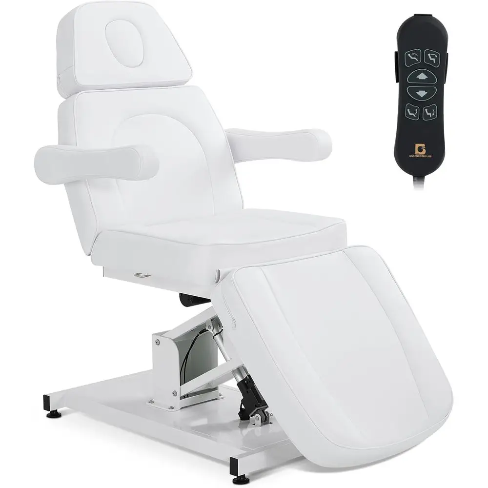 

Adjustable 3-Motor Electric Facial Bed, Esthetician Tattoo Chair with Thick Cushion, Professional Spa Equipment, 2782 White