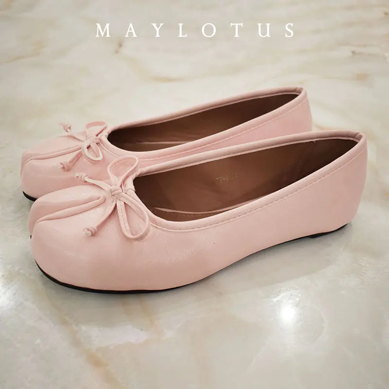 New Women Flats Soft Ballet Shoes Slip On Loafers Soft Moccasins Tabi Ninja Casual Shoes Mujer Ladies Shoes Bow Knot Mujer