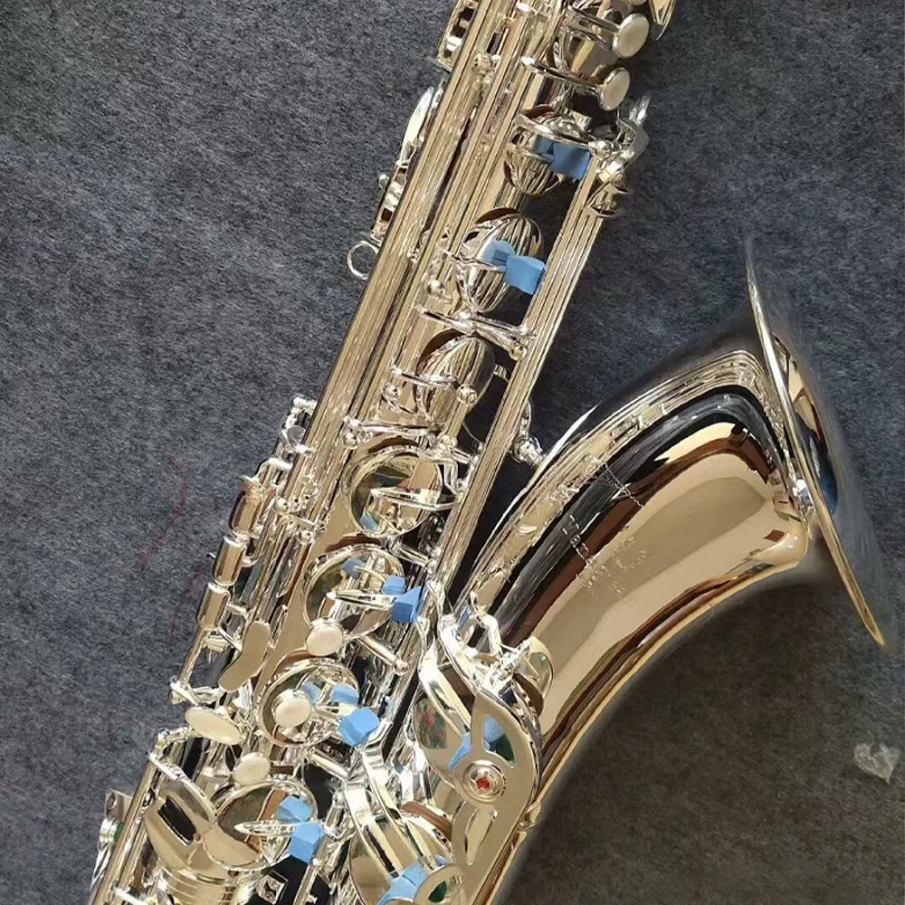 Saxophone T-w037 B-flat tenor saxophone Brass nickel-plated silver double-ribbed jazz instrument with accessories