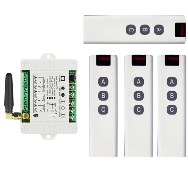 433MHZ Wireless Remote Control AC 110V 220V 2CH Relay RF Receiver Range Waterproof Drop-Proof Transmitter Toggle Latched